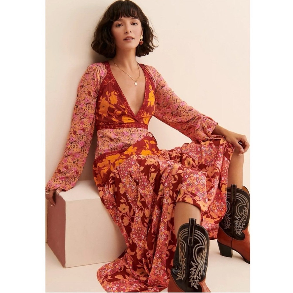 Free People Tilda Floral Wrap Maxi Dress Size XS Like New